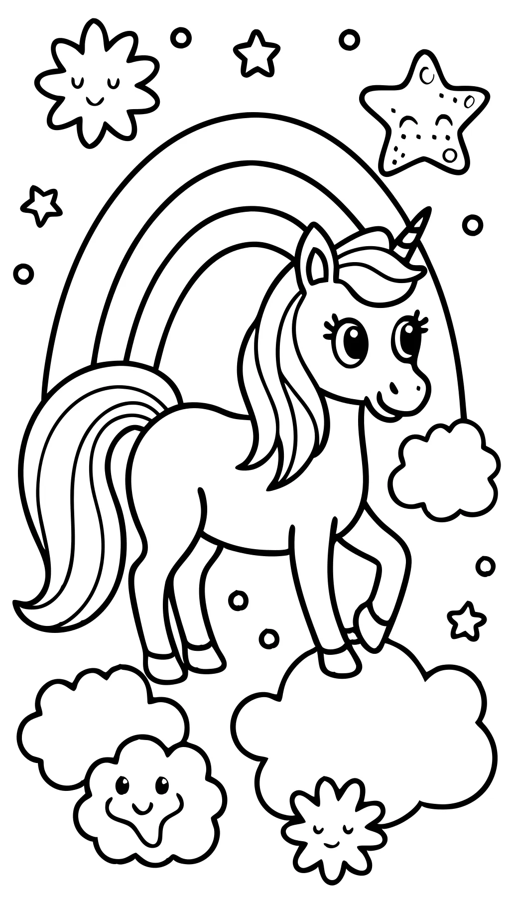 rainbow cute unicorn coloring pages